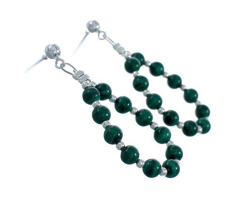 Sterling Silver Malachite Bead Post Dangle Earrings X10275
